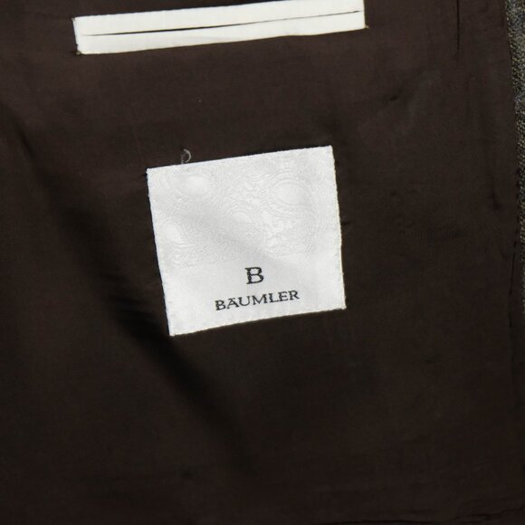 Baumler Blazer Mens 46 Short Brown Check Loro Piana Super 120s Elbow Patches - Picture 12 of 15